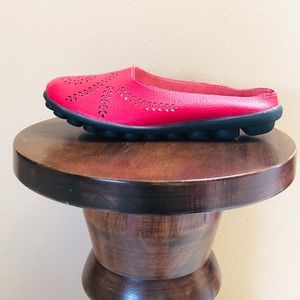 🆕 Red Genuine Leather Laser Cut Shoe/Slide